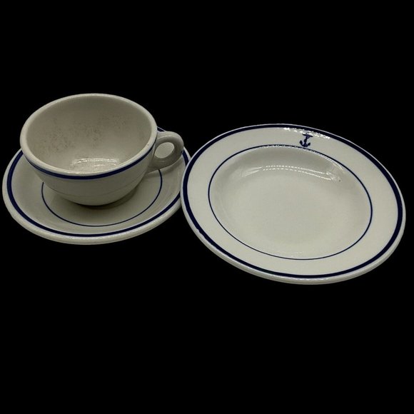 Shenango Vtg Navy China Restaurant Ware Includes Cup and Saucer and Small Bowl - Picture 2 of 16